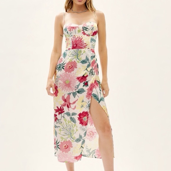 Reformation Dresses & Skirts - Reformation Marguerite Silk Dress Florentina floral colorful midi